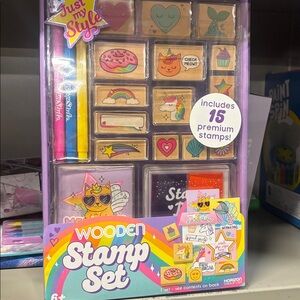 Wooden Stamp Set with Colorful Designs